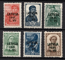 1941 Latvia, German Occupation, Germany (Mi. 1 - 6, 15k Signed, Full Set, CV $130, MNH)