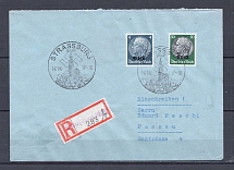 1940 Third Reich occupation of Elsass 4pf, 50pf registered cover with special postmark CV 63 EUR