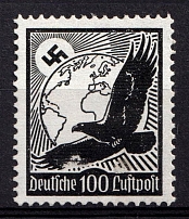 1934 100pf Third Reich, Germany, Airmail (Mi. 537 y, Signed, CV $160, MNH)