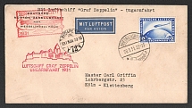 1931 (28 Mar) Germany, Graf Zeppelin airship airmail cover from Friedrichshafen to Koln via Budapest, Flight to Hungary 1931 'Friedrichshafen - Budapest' (Sieger 101 b, CV $60)
