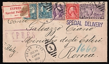 1936 (28 Dec) United States, USA, Exspres Special Delivery Cover from Union City to Rome (Italy), franked with 2c, 3c, 5c, 10c