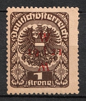 1921 1k Austria, Definitive Issue, Private Red Overprint