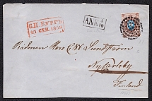 1858 (17 Sep) Cover (front only) from St. Petersburg to Finland, franked with 10k (Scott 8, Zverev 5) tied by round dotted cancel 