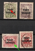 1926-27 Port Gdansk, Poland (Fi. 12 B2, 13 b IIIV, 14 a B3, 15 b IIIV, Damaged 'O', Thin 'K', Full Set, Used, CV $50)