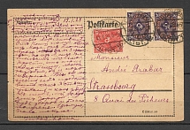 1923 Germany inflation postcard to Strassburg