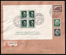 1937 Third Reich, Germany, Registered Cover from Nuremberg (Mi. Bl. 7, Special Cancellation, Unpriced, CV $+++)