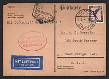 1930 (14 Apr) Germany, Graf Zeppelin airship airmail postcard from Friedrichshafen to East Orange (United States), Flight to Spain 'Friedrichshafen - Sevilla' (Sieger 51 B, CV $50)