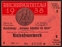 1938 Reich party rally of the NSDAP in Nuremberg. Ticket