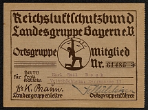 1937 The Reich Air Defense League Bavarian Regional Group Local Branch Membership