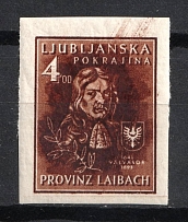1944 '4.00' Ljubljana, German Occupation, Germany (Unissued stamp, Mi. IV B, CV $70, MNH)