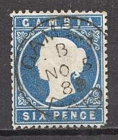 1880 Gambia British Colony 6 P (CV $160, Canceled)