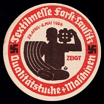 1934 'Textile Fair', Swastika, Lausitz (Lusatia), Third Reich Propaganda, Mini Poster, Nazi Germany