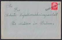 1938 (Oct to Nov) Provisional cancellations without date. Letter posted in KAMITZ (Kamice) to BRUNN. Temporary label 'KAMITZ (Upper Silesia)'. Occupation of Sudetenland, Germany