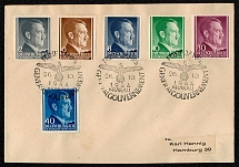 1944 General Government Scott No. N76-79, N84 and N86 tied to cover with a special cancellation commemorating Five Years of Occupation Government