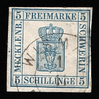 1856 5s Mecklenberg, German States, Germany (Mi 3, Canceled, CV $480)