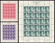 1943 General Government, Germany, Full Sheets (Mi. 101 - 103, Full Set, MNH)