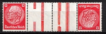 1933 12pf Third Reich, Germany, Gutter Tete-Beche, Zusammendrucke (Mi. KZ 19, CV $50)