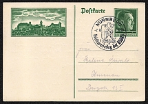 1938 Michel P 272 postally used on 7 September. Panorama of Nuremberg