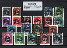 1945 CHEMNITZ 1 Local Issue 1pf - 80pf, Germany, Overprint on Hitler's head (MNH)