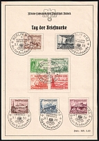 1938 (9 Jan) Third Reich, Germany, 'Stamp Day' in Berlin, Souvenir Sheet (Mi. 651 - 659, Full Set, Special Cancellations, CV $30)