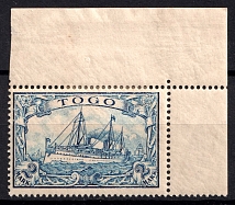 1900 2m Togo, German Colonies, Kaiser’s Yacht, Germany (Mi. 17, Corner Margins)