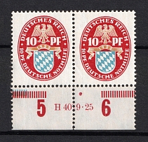 1925 10pf Weimar Republic, Germany (Control Number, Pair, CV $80, MNH)