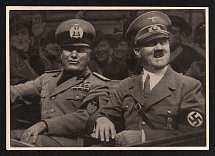 1941 'Fuehrer and Mussolini', Propaganda Postcard, Third Reich Nazi Germany