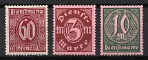 1921-22 Weimar Republic, Germany, Official Stamps (Mi. 66 b, 67 - 68a, Full Set, CV $20, MNH)