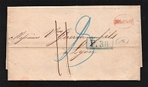 1870 Cover from Moscow to Lyon, France