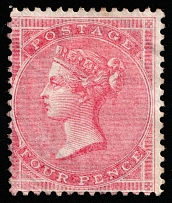 1857 4p Great Britain (SG 66, CV $3,150)