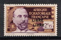 1940 2.15f French Equatorial Africa, French Colonies (DOUBLE Overprint, Print Error, CV $40)