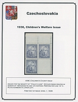 The One Man Collection of Czechoslovakia - Semi - Postal issues - Child Welfare issues - EXHIBITION STYLE COLLECTION: 1936-38, over 80 mostly mint stamps (just a few used), 2 souvenir sheets and 9 postal history items, in …