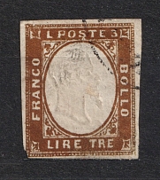 1855-63 3L Sardinia, Italy (Canceled)