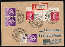 1942 Registered cover franked with multiple copies of Sc 528 commemorating the War Effort Day of the Sturmabteilung, and a pair of Sc 513