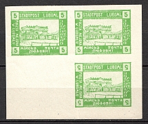1919 Ukraine Liuboml Block Tete-beche `5` (CV $75, MNH)