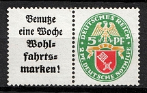 1929 5pf Weimar Republic, Germany, Se-tenant, Zusammendrucke (Mi. W 35, CV $90, MNH)