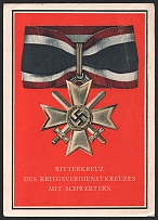 1944 'Knight's Cross of the War Merit Cross with Swords', Propaganda Postcard, Third Reich Nazi Germany