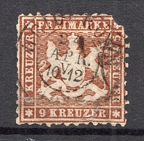 1863-64 Wurttemberg Germany 9 Kr (CV $85, Canceled)