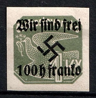 1938 100h on 1k Occupation of Rumburg Sudetenland, Germany (Mi. 35, Signed, CV $50)