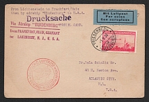 1936 (1 May) Liechtenstein, Hindenburg airship airmail postcard from Triestenberg to Atlantic City (United States), Flight to Noth America 'Frankfurt - Lakehurst' (Sieger 408 A, CV $150)