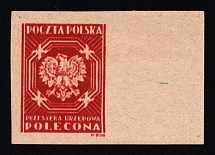 1945 (10zl) Republic of Poland, Official Stamp (Fi. U22 I xP1, Proof)