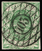 1851 3p Saxony, German States, Germany (Mi 2II, Canceled, CV $140)