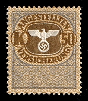 'K50' Employee Medical Insurance Stamp, Revenue, Swastika, Third Reich, Nazi Germany