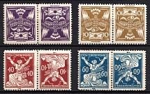 1920-25 Czechoslovakia, Pairs Tete-beche (Mi. 163 BK, 165 BK, 173 BK, 176 BK, CV $40)