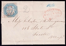 1845 (27 May) Hale & Co, United States Local Post cover with 6c blue (Sc. #75L5, Certificate, Genuine)