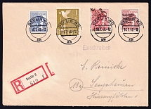 1948 (10 Jul) District 20 Halle Main Post Office, Sangerhausen Emergency Issue, Soviet Russian Zone of Occupation, Germany, Registered Cover from Berlin