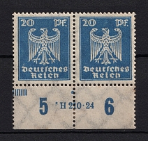 1924 20pf Weimar Republic, Germany (Control Number, Pair, CV $60)