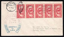 1928 United States, Airmail cover, Springfield - Canton, franked by Mi. 5x 303