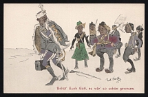 1914-18 'God rest your soul_it would have been so beautiful' WWI European Caricature Propaganda Postcard, Europe