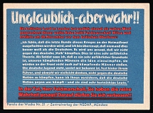 1939 NSDAP Nazi Rare Propaganda, 'Strange But True!!', Slogan of The Week, Germany